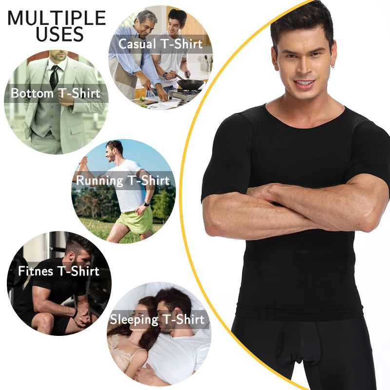1/2 PCS Men Body Shaper T-Shirt Slimming Shapewear Corrective Posture Belly Control Compression Man Modeling Underwear Corset