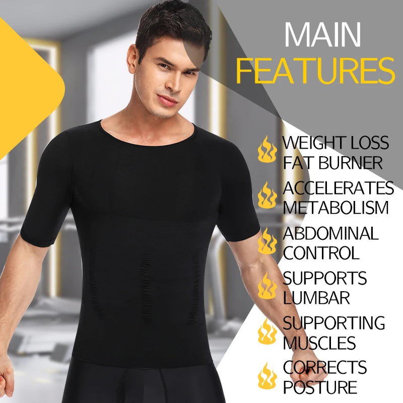 1/2 PCS Men Body Shaper T-Shirt Slimming Shapewear Corrective Posture Belly Control Compression Man Modeling Underwear Corset