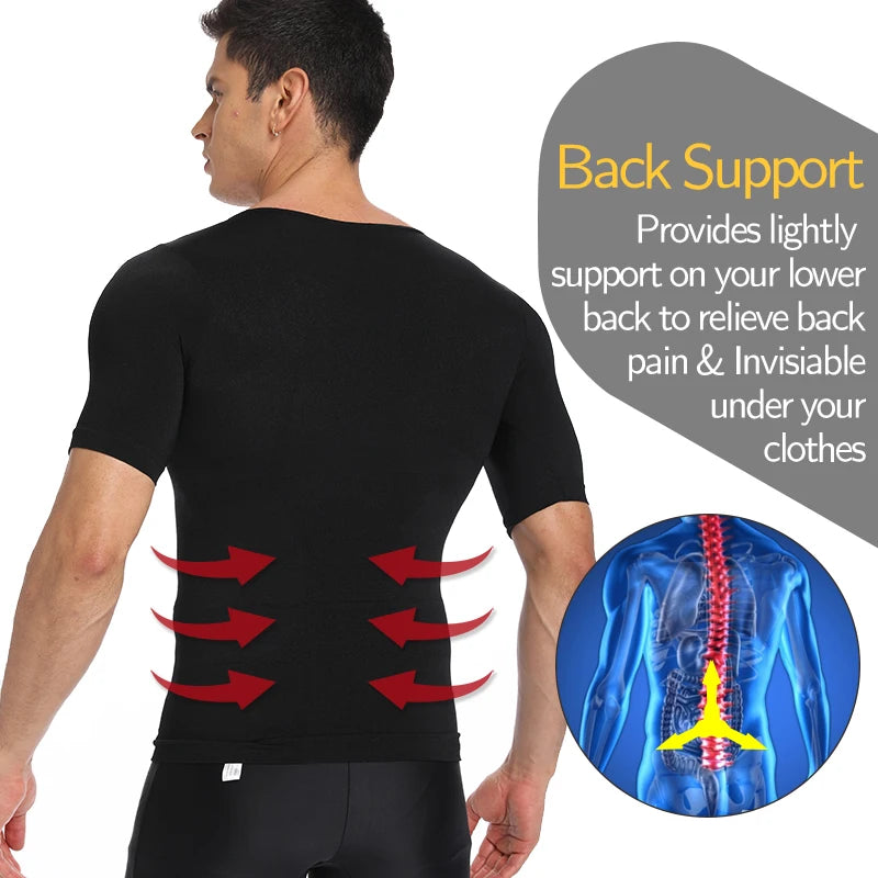 1/2 PCS Men Body Shaper T-Shirt Slimming Shapewear Corrective Posture Belly Control Compression Man Modeling Underwear Corset