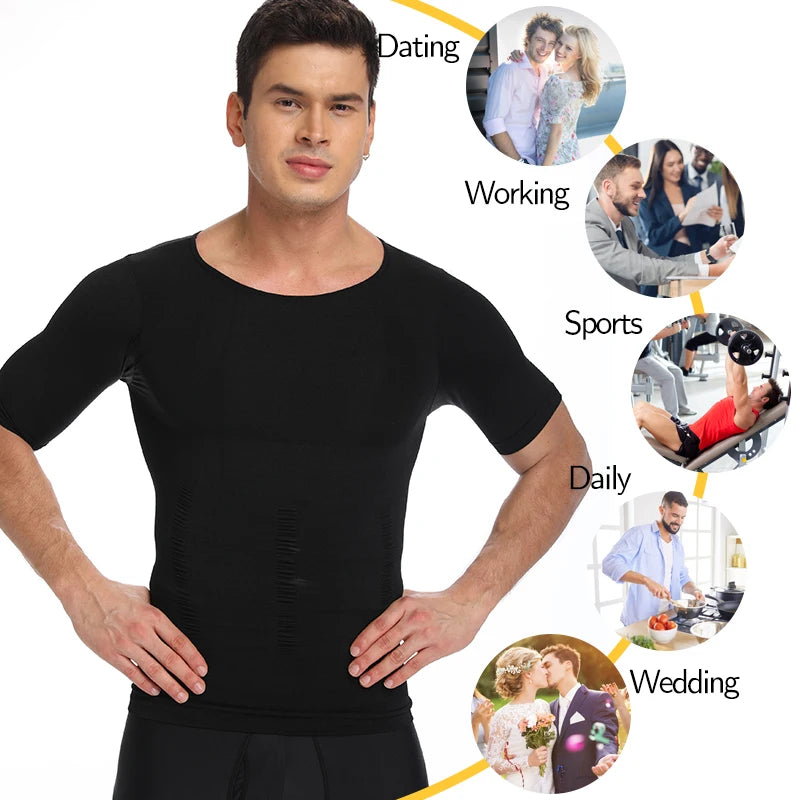 1/2 PCS Men Body Shaper T-Shirt Slimming Shapewear Corrective Posture Belly Control Compression Man Modeling Underwear Corset