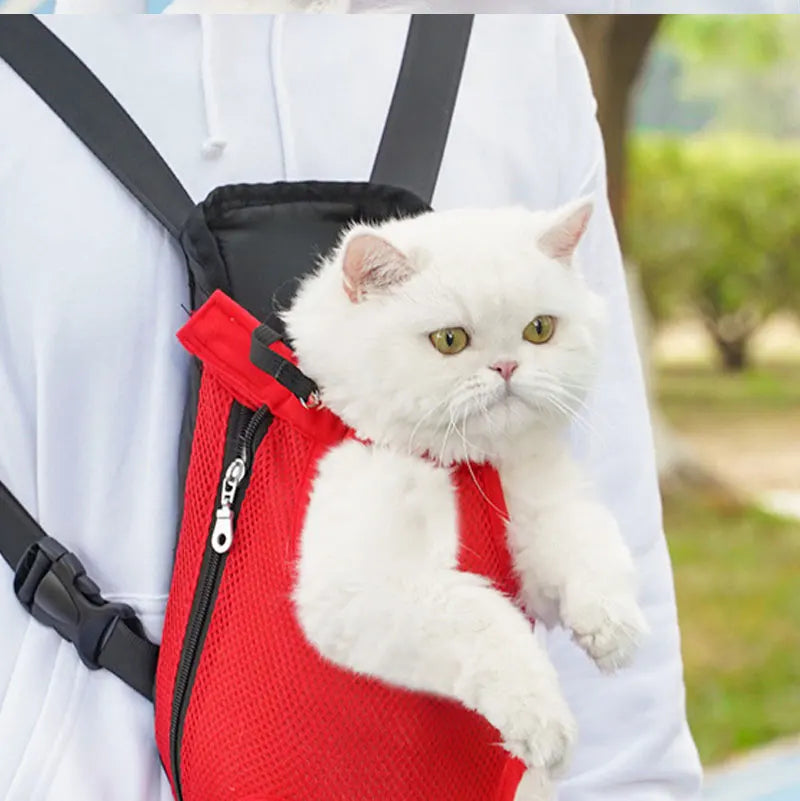 Double Shoulder Breathable Portable Travel Pet Carrier Backpack Mesh Carrier Breathable Shoulder Handle Bags for Small Dog Cats