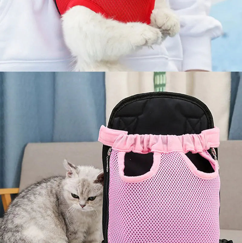 Double Shoulder Breathable Portable Travel Pet Carrier Backpack Mesh Carrier Breathable Shoulder Handle Bags for Small Dog Cats
