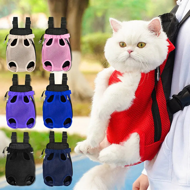 Double Shoulder Breathable Portable Travel Pet Carrier Backpack Mesh Carrier Breathable Shoulder Handle Bags for Small Dog Cats