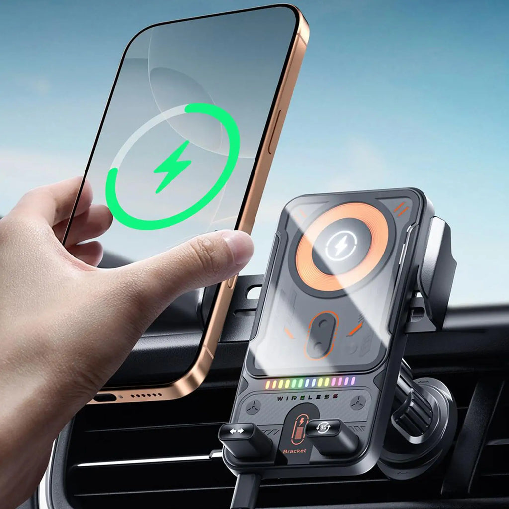 Wireless Car Phone Charger 15W Fast Charging Air Vent Cradles Auto Clamping Phone Holders for Music Control Video Streaming