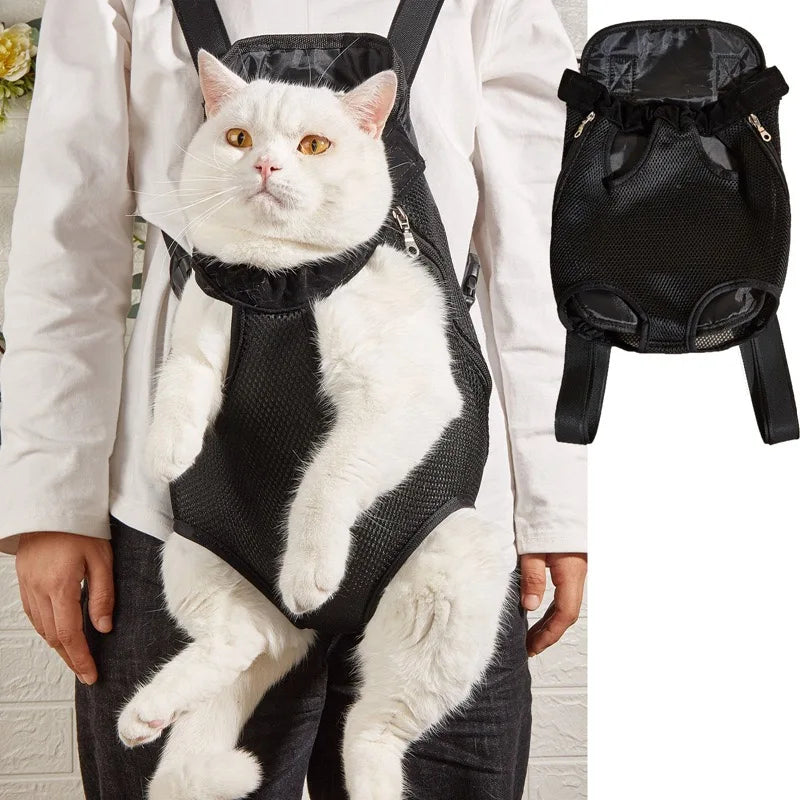Double Shoulder Breathable Portable Travel Pet Carrier Backpack Mesh Carrier Breathable Shoulder Handle Bags for Small Dog Cats