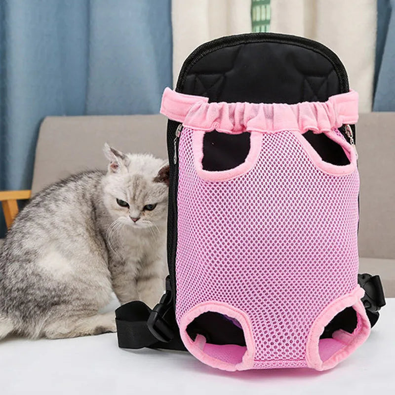 Double Shoulder Breathable Portable Travel Pet Carrier Backpack Mesh Carrier Breathable Shoulder Handle Bags for Small Dog Cats