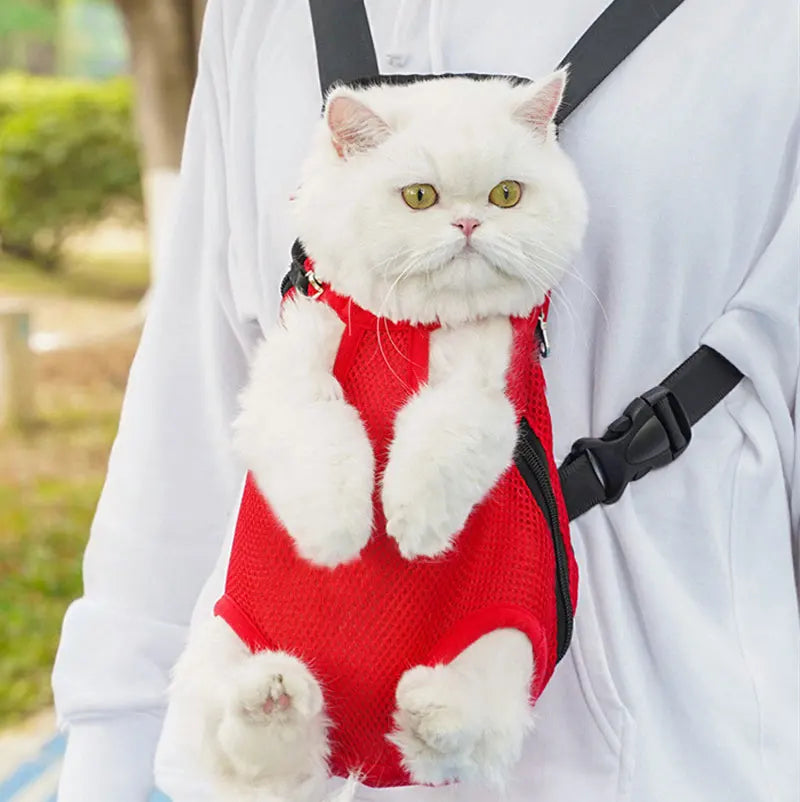 Double Shoulder Breathable Portable Travel Pet Carrier Backpack Mesh Carrier Breathable Shoulder Handle Bags for Small Dog Cats