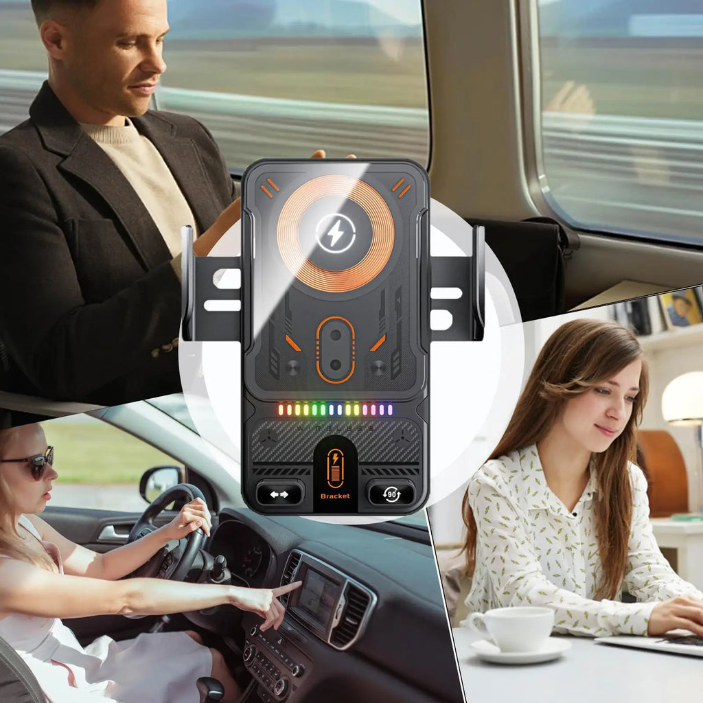 Wireless Car Phone Charger 15W Fast Charging Air Vent Cradles Auto Clamping Phone Holders for Music Control Video Streaming